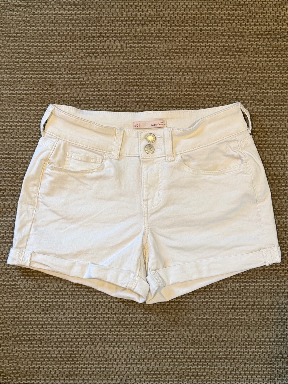 So Juniors 3 White Shorts Favorite Midi Low Rise Denim Cuffed 5 Pocket Casual